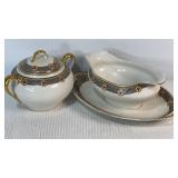 Limoges China Sugar Bowl & Gravy Boat.