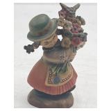 Anri Feerández Girl w Flowers & Bunny Figurine 3'