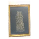 Formed Brass Rubbing of 2 Woman 17 x 12'