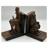 Don Quixote Carved Wood Bookends