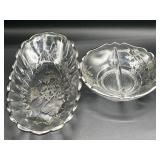 Etched Glass Bowl & Divided Dish