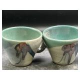 Signed Studio Pottery Drip Glaze Mugs
