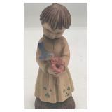 Anri Ferrandiz Girl w Bird & Flower Figurine  6'