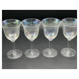 Vtg Iridescent 1930-40's Wine Glass Set of 4- 5.5'
