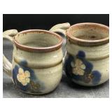 Hand Thrown Floral Studio Pottery Mugs