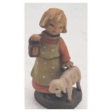 Anri Feerándiz Girl w Lantern & Lamb Figurine 3'