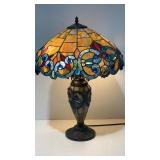Tiffany-style Victorian double-lit table lamp