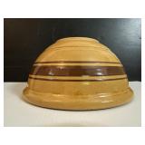 Vintage Yellowware Kitchen Bowl Brown Stripe