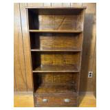 Vintage Wood Bookshelf Cabinet w/ Bottom Drawer