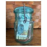 New Vintage Ball Jar Teal Glass Unused NOS