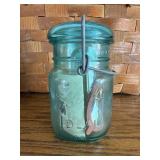 New Vintage Ball Jar Teal Glass Unused NOS