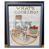 Vintage Whatï¿½s Cooking Embroidery Framed Art