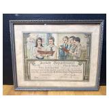 Vintage 1937 Junior Department Certificate