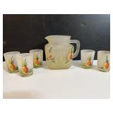 Federal Glass Pineapple Pitcher Set Frosted