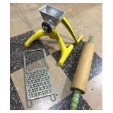 Vintage Kitchen Utensils Grinder Rolling Pin