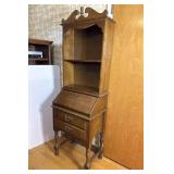 Vintage Wood Secretary Shelf Cabinet