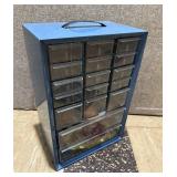 Metal Parts Cabinet Chest Vintage Blue