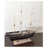 Wood Ship Model Display Vintage Schooner Boat