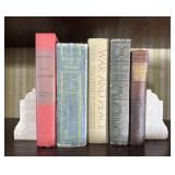 Vintage Books & Stone Bookends Shelf Decor Lot