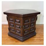 Hexagon Wood Cabinet Side Table Vintage MCM