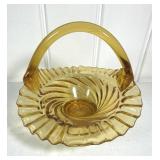 Fenton Amber Art Glass Basket Dish