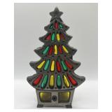 Cast Iron Stained Glass Vintage Christmas Tree