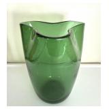 Mid Century Bubble Glass Handkerchief Vase Green