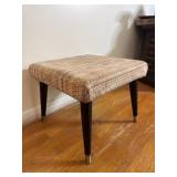 Mid Century Striped Footstool Wood Legs