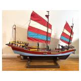 Vintage War Ship Large Wood Model Chinese Boat