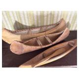 Canoe Models Native Birch Bark Wood Trio