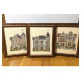 Victorian House Cross-Stitch Art Framed Trio