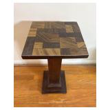 Parquet Top Plant Stand Side Table Pedestal
