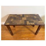 Parquet Top Small Coffee Table Vintage Mid Century