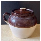 Stoneware Bean Pot Glazed Two-Tone Brown