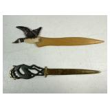Vintage Letter Openers Wood Duck & Brass Unicorn