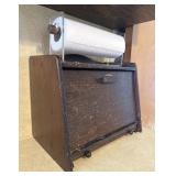 Wood Bread Box & Paper Towel Holder Rustic Vintage
