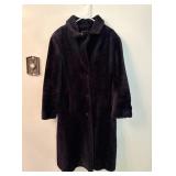 Long Fleece Button-Up Coat Womens Sz Sm