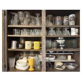 Glassware & Kitchenware Cabinet Lot