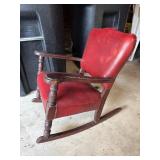 Vintage Childrenï¿½s Wood Rocking Chair Red