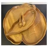 Monkey Pod Wood Leaf Serving Trays
