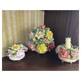 Porcelain Flower Bouquet Trio