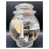 Vintage Matchbook Collection in Jar
