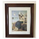 Framed Coastal Girl Art Print Sea Sailor's Wife