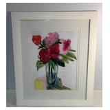 Base w Flowers Framed Water Paining 27.75x23.75"