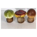 Stylized Mushroom Sculptures 2.5" , 2" & 2.5"