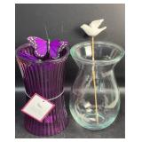 Violet Fluted Gathering Vase & Glass Vase