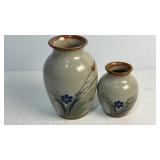 Signed Mexican Stone Ware Jugs 6.25" & 4"