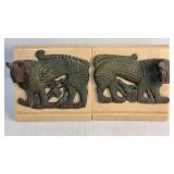 Pair Figural Tiger Bookends 5x6x4"