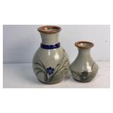 Signed Mexican Stoneware Vases  6.25" & 4.5"