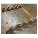 Oak Gun Rack Wall Display Vintage Wood